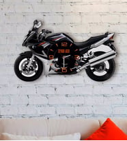 BK Gift Kişiye Özel Motosiklet Tasarımlı Ahşap Duvar Saati-4 (Beyaz)
