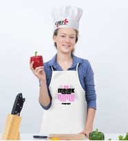 BK Gift Kişiye Özel Melek Anne Mutfak Önlüğü ve Aşçı Şapkası Seti (Beyaz)