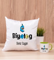 Biyolog Kare Yastık ve Yeşil Kupa Bardak