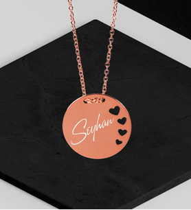 BK Gift Kişiye Özel İsimli Rose Yuvarlak Kalpler Kolye