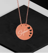 BK Gift Kişiye Özel İsimli Rose Yuvarlak Kalpler Kolye