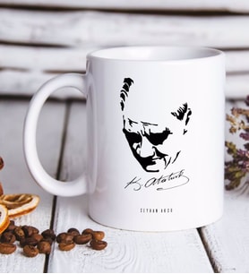 BK Gift Kişiye Özel Atatürk Temalı Beyaz Kupa Bardak-25