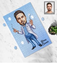 Kişiye Özel Diş Doktoru Tasarımlı Karikatür A4 99 Parça Puzzle Bay-1