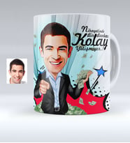 BK Gift Kişiye Özel Bay Bankacı Karikatürlü Beyaz Kupa Bardak  2