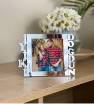 Kişiye Özel Fotoğraflı İyiki Doğdun Mdf Çerçeve Gümüş