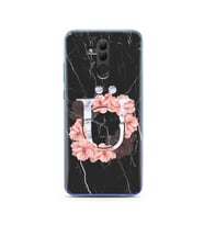 Mermer Çiçekli Harf Tasarım Süper Şeffaf Silikon Telefon Kılıfı Huawei Honor 20 