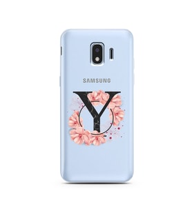 Pembe Çiçekli Harf Tasarım Süper Şeffaf Silikon Telefon Kılıfı Samsung J2 Pro (2