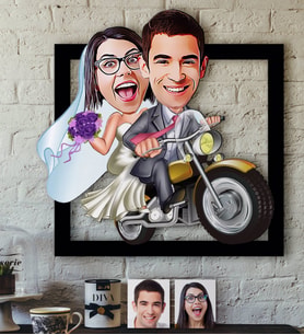 BK Gift Kişiye Özel Evleniyoruz Karikatürlü 3D Ahşap Tablo-8