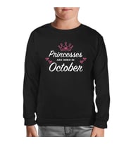 Princess Born in October - Heart Siyah Çocuk Sweatshirt