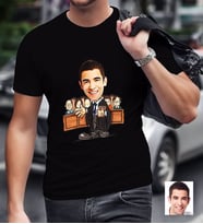 BK Gift Kişiye Özel Bay Avukat Karikatürlü Siyah T-Shirt-2