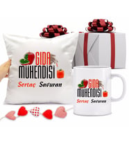 Gıda Mühendisi Bardağı ve Yastığı Hediye Seti (Model 1)