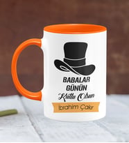 BK Gift Kişiye Özel Babalar Günü Temalı Turuncu Kupa Bardak 24368t