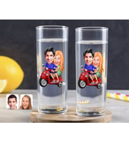 BK Gift Kişiye Özel Renkli Baskılı Sevgililer Karikatürlü İkili Vodka Bardağı-10 (Beyaz)