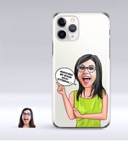 BK Gift Kişiye Özel Bayan Kolay Yetişmiyor Karikatürlü iPhone 11 Pro İnce Şeffaf Silikon Telefon Kapağı-5 (Beyaz)