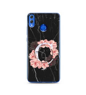 Mermer Çiçekli Harf Tasarım Süper Şeffaf Silikon Telefon Kılıfı Huawei Honor 8X 
