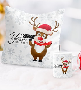 BK Gift Kişiye Özel Yılbaşı Mutlu Yıllar Temalı Yastık Kupa Seti - 11