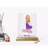 BK Gift Kişiye Özel Prenses Karikatürlü Ahşap Standlı Çerçeve-1 (Beyaz)