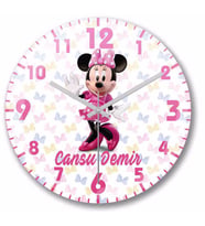 İsme Ve Kişiye Özel Çocuk Odası Mini Mouse Bombeli Duvar Saati