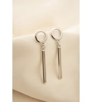 Elika Silver Kadın Halka Detaylı Bar Model Küpe (STD)