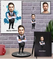 Kişiye Özel Öğretmen Karikatürlü 5 li Hediye Seti Bay-12