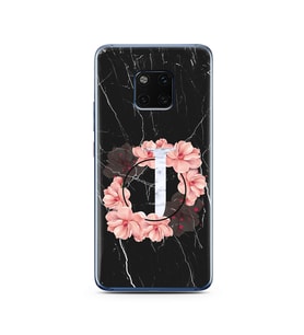 Mermer Çiçekli Harf Tasarım Süper Şeffaf Silikon Telefon Kılıfı Huawei Mate 20 P