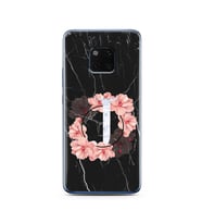 Mermer Çiçekli Harf Tasarım Süper Şeffaf Silikon Telefon Kılıfı Huawei Mate 20 P