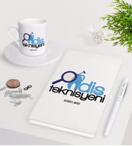 BK Gift Kişiye Özel Diş Teknisyeni Beyaz Defter Kalem Türk Kahvesi Fincanı Seti-1 (Model 1)