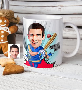 BK Gift Kişiye Özel Bay Baseball Oyuncusu Karikatürlü Beyaz Kupa Bardak