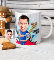 BK Gift Kişiye Özel Bay Baseball Oyuncusu Karikatürlü Beyaz Kupa Bardak