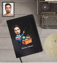 Kişiye Özel Öğretmen Karikatürlü Siyah Defter Bay-1