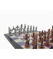Gifthome Metal Satranç Takımı/Seti;Büyük,Mısır,Antik Taş ve Bahar Desenli Satranç Tahtası (Çok Renkli)