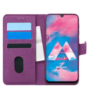 Microsonic Samsung Galaxy M30 Kılıf Fabric Book Wallet Mor