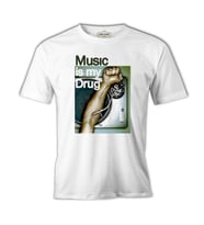 Music is my Drug Beyaz Erkek Tshirt
