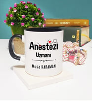 Anestezi Uzmanı Tasarımlı Kişiye Özel Anestezi Uzmanı Kupa Bardak Siyah