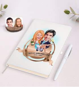 BK Gift Kişiye Özel Yılın En Mükemmel Çifti Karikatürlü Beyaz Defter ve Kalem Hediye Seti-69