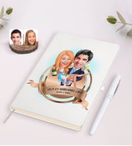 BK Gift Kişiye Özel Yılın En Mükemmel Çifti Karikatürlü Beyaz Defter ve Kalem Hediye Seti-69