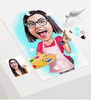 BK Gift Kişiye Özel Kadın Ressam Karikatür 240 Parça A3 Puzzle  1