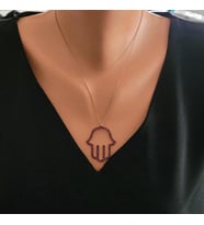 925 Ayar Gümüş Yakut Taşlı El Modeli Kolye, Pembe