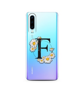 Papatya Harf Tasarım Süper Şeffaf Silikon Telefon Kılıfı Huawei P30   F-Harfi