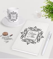 BK Gift Kişiye Özel İsimli Beyaz Defter Kalem Türk Kahvesi Fincanı Seti-1 (Model 1)