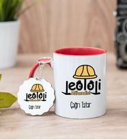 Jeoloji Mühendisi Kırmızı Kupa Bardak Ve Anahtarlık Set