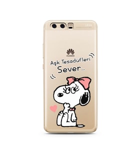 Snoopy Tasarımlı Süper Şeffaf Silikon Telefon Kılıfı Huawei P10 