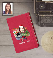 Kişiye Özel Yılbaşı Bayan Karikatürlü Kırmızı Defter Model-1