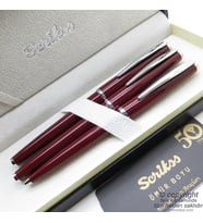 Scrikss 33 3'lü Set Bordo  Dolma Kalem + Roller Kalem + Tükenmez Kalem Set  Scrikss Vintage  Hediye Kalem