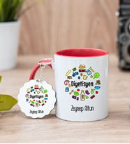 Diyetisyen Kırmızı Kupa Bardak Ve Anahtarlık Set