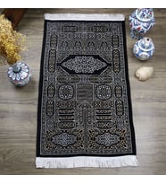 Hediyelik Kabe Kapısı Motifli Seccade 70x120 cm - 330 gr (Siyah)