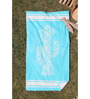 %100 Pamuk Baskılı 70X140 Plaj Havlusu (Mavi)