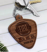 BK Gift Kişiye Özel İsimli Plakalı FIAT Ahşap Anahtarlık-1 (Beyaz)