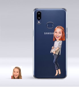 BK Gift Kişiye Özel Bayan Karikatürlü Samsung Galaxy A10s İnce Şeffaf Silikon Telefon Kapağı-11 (Beyaz)