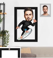Kişiye Özel Sporcu Karikatürlü 3D Ahşap Tablo 30x47 Bay-10